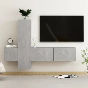 3-delige Tv-meubelset bewerkt hout betongrijs NL698267 3-delige Tv-meubelset bewerkt hout betongrijs NL698267