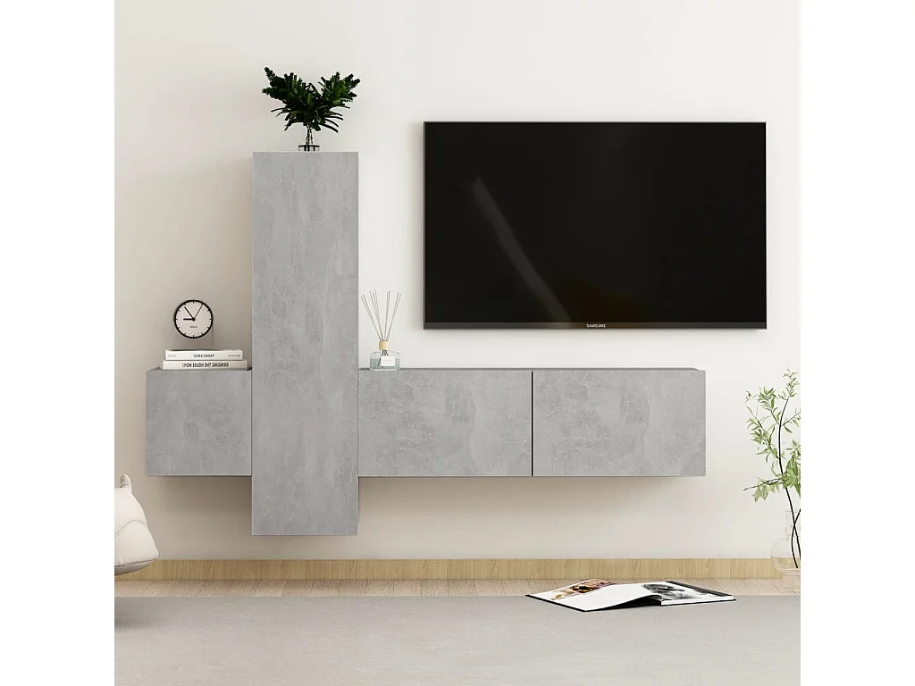 3-delige Tv-meubelset bewerkt hout betongrijs NL698267