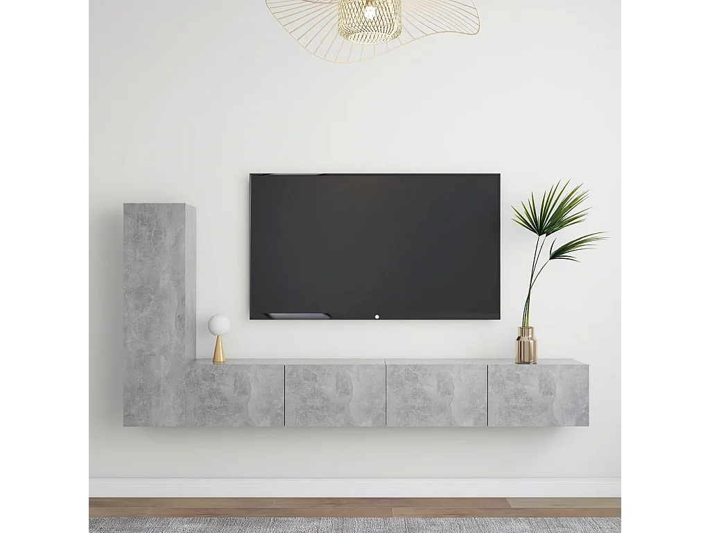 3-delige Tv-meubelset bewerkt hout betongrijs NL947587