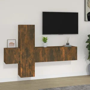 3-delige Tv-meubelset bewerkt hout gerookt eikenkleurig NL64141 3-delige Tv-meubelset bewerkt hout gerookt eikenkleurig NL64141