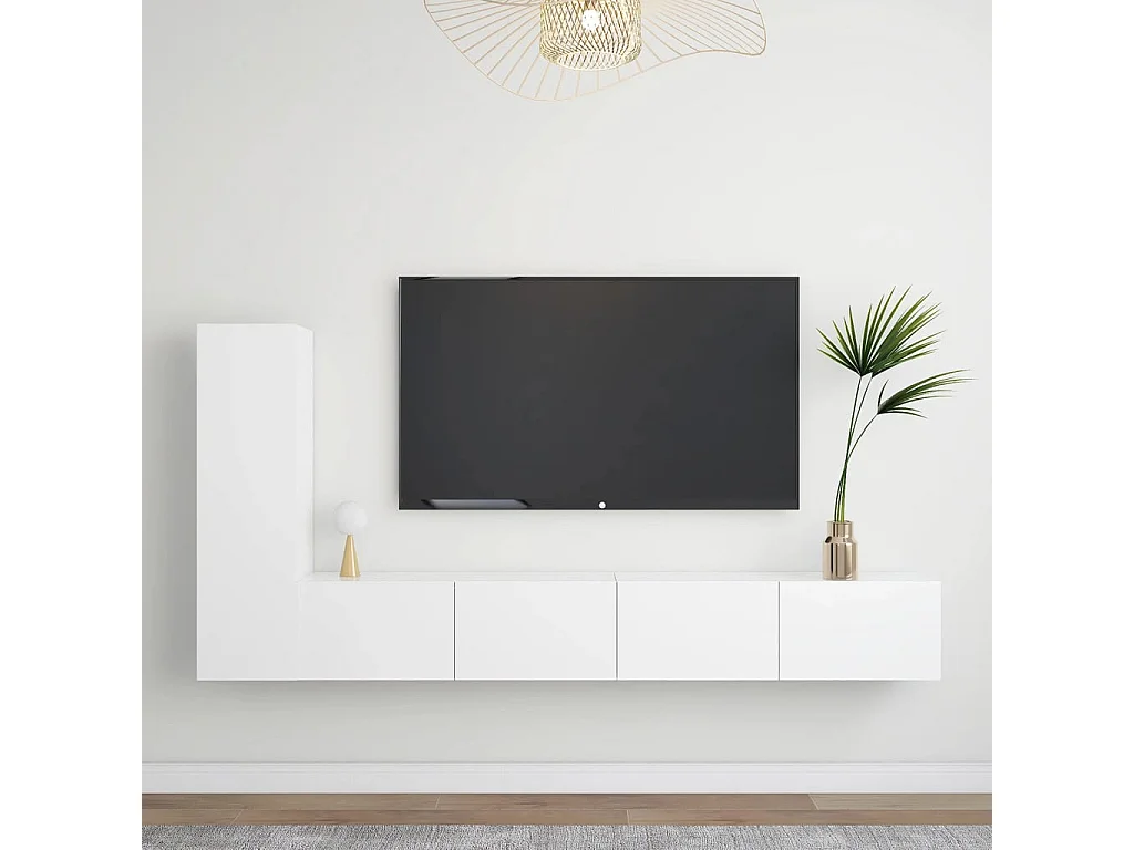 3-delige Tv-meubelset bewerkt hout wit NL669747