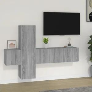 3-delige Tv-meubelset bewerkt hout grijs sonoma eikenkleurig NL188217 3-delige Tv-meubelset bewerkt hout grijs sonoma eikenkleurig NL188217