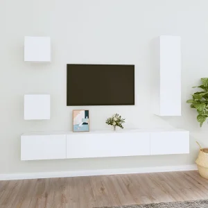 5-delige Tv-meubelset bewerkt hout wit NL177992 5-delige Tv-meubelset bewerkt hout wit NL177992