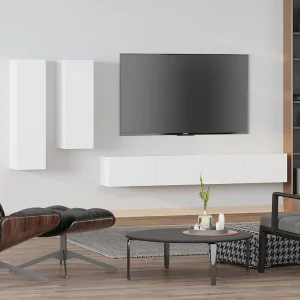 4-delige Tv-meubelset bewerkt hout wit NL202956 4-delige Tv-meubelset bewerkt hout wit NL202956
