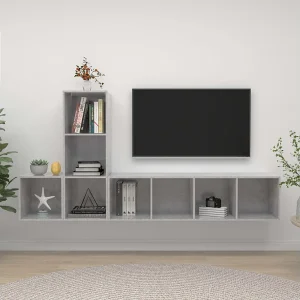 3-delige Tv-meubelset bewerkt hout betongrijs NL604436 3-delige Tv-meubelset bewerkt hout betongrijs NL604436
