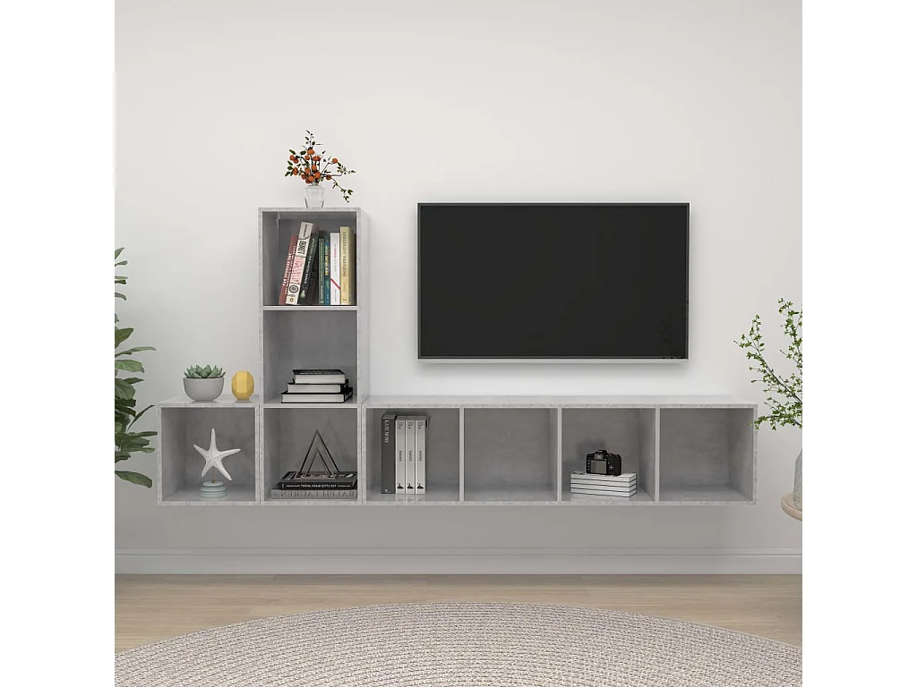 3-delige Tv-meubelset bewerkt hout betongrijs NL604436