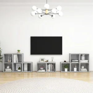 8-delige Tv-meubelset bewerkt hout betongrijs NL226639 8-delige Tv-meubelset bewerkt hout betongrijs NL226639