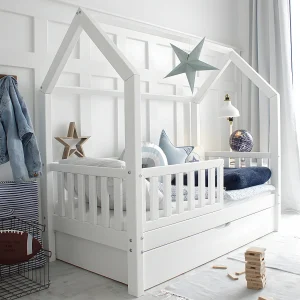 Kajuitbed 90×190 bedhek lattenbodem en lade inclusief Daisy Wit