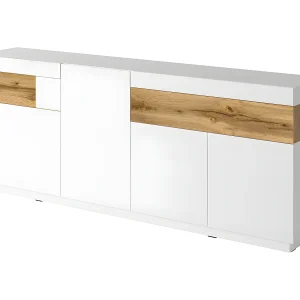 Andrea Wit en Hout 4-deurs dressoir met 2 laden Andrea Wit en Hout 4-deurs dressoir met 2 laden
