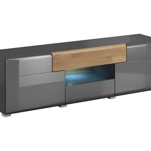 2-deurs 2-lades tv-meubel Jules grijs en hout 159 cm 2-deurs 2-lades tv-meubel Jules grijs en hout 159 cm