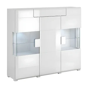 3-deurs highboard met 1 lade en LED Jules Wit