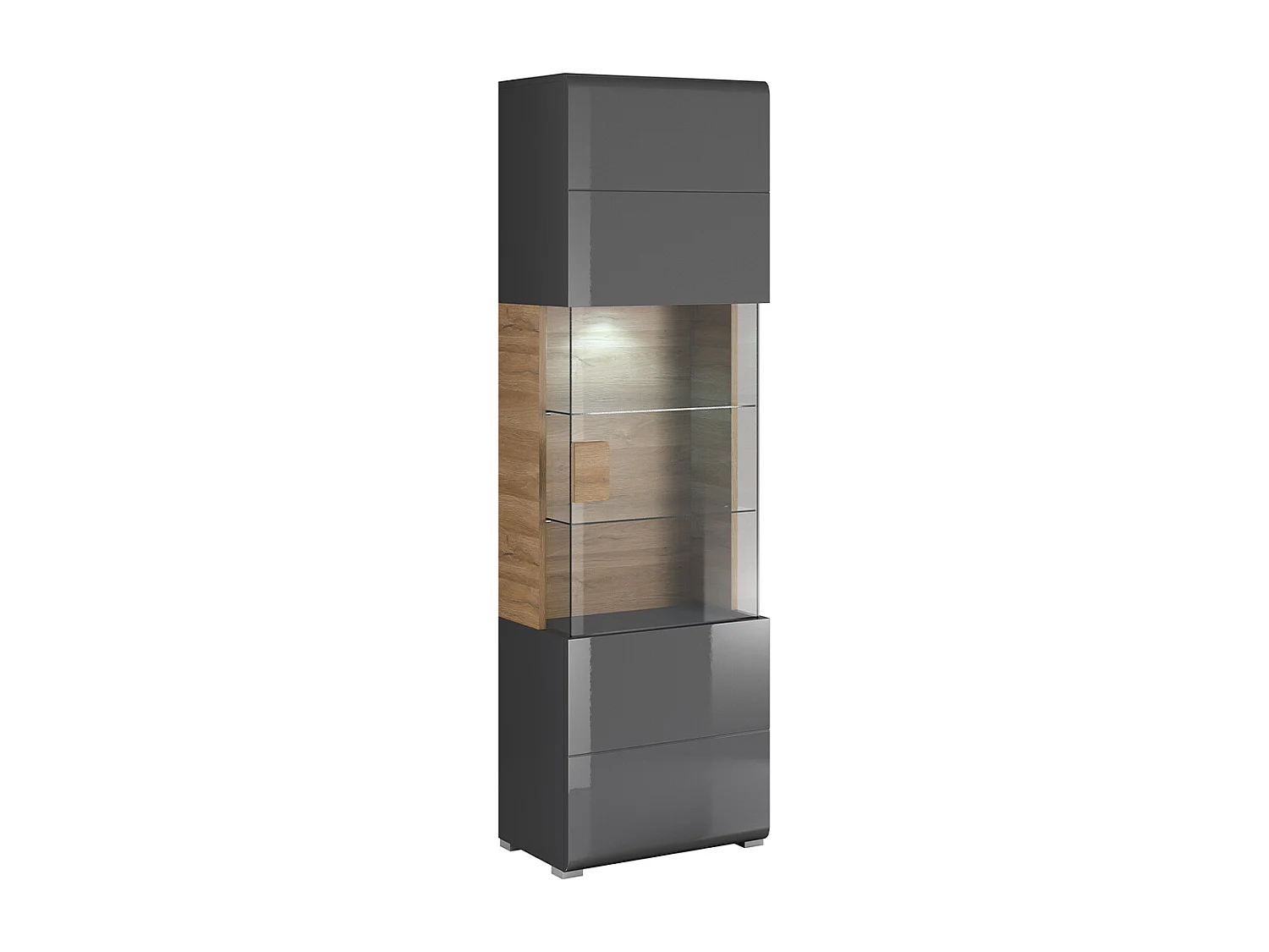 1-deurs vitrinekast met LED Jules Grijs en Hout