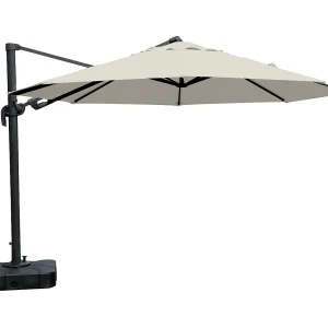 Anders hangparasol Ø3,5 M, met voet, zwart en off white. Anders hangparasol Ø3,5 M, met voet, zwart en off white.