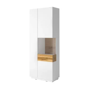 Andrea Wit en Hout 2-deurs vitrinekast, rechtsdraaiend Andrea Wit en Hout 2-deurs vitrinekast, rechtsdraaiend