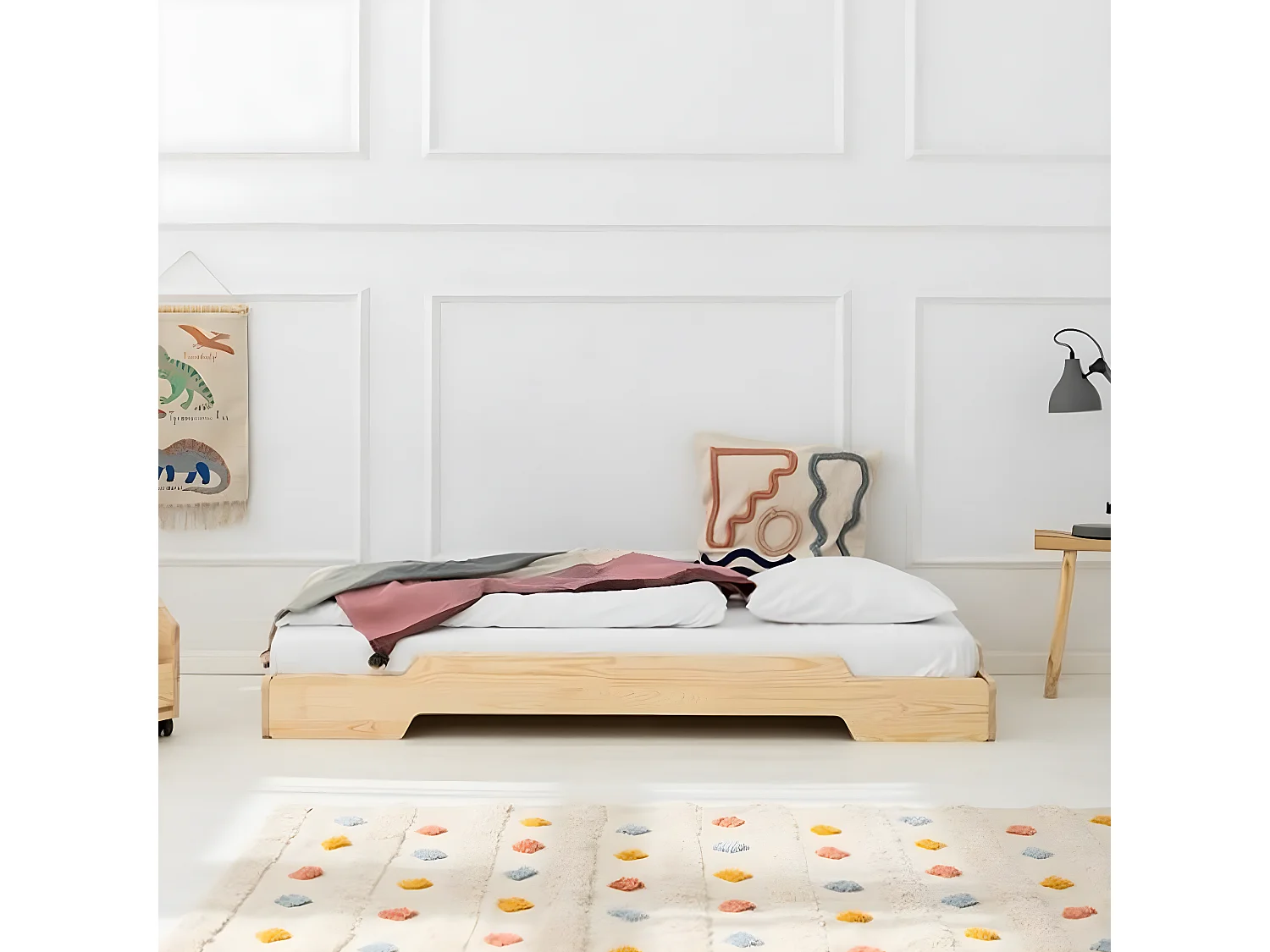 90x200 vloerbed inclusief lattenbodem Lola Bois