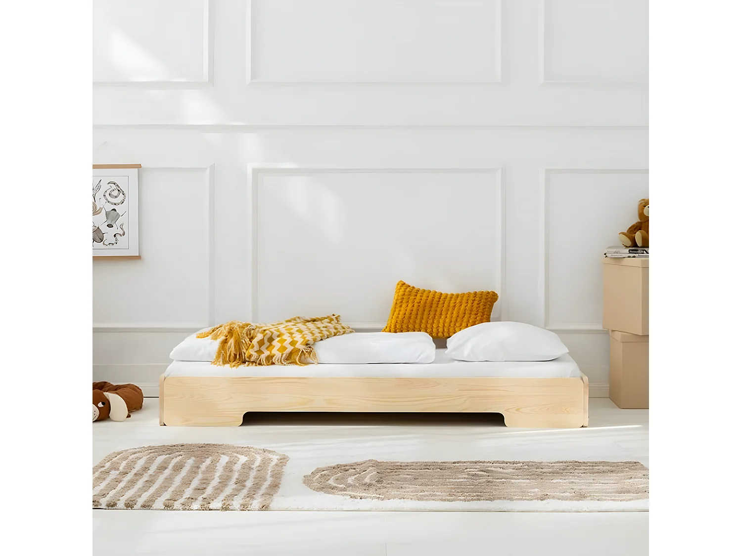 90x200 vloerbed inclusief lattenbodem Léna Bois