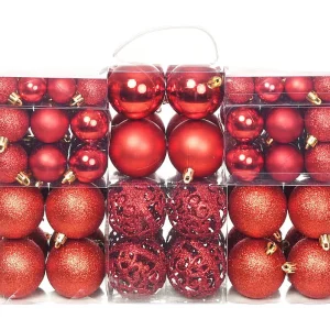 100-delige Kerstballenset 3/4/6 cm rood 100-delige Kerstballenset 3/4/6 cm rood