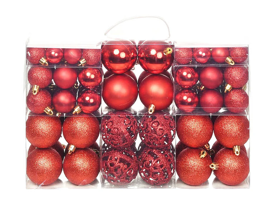 100-delige Kerstballenset 3/4/6 cm rood