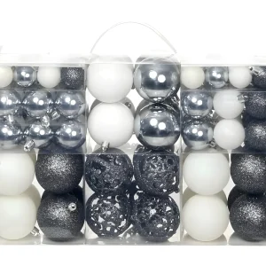 100-delige Kerstballenset 3/4/6 cm wit/grijs