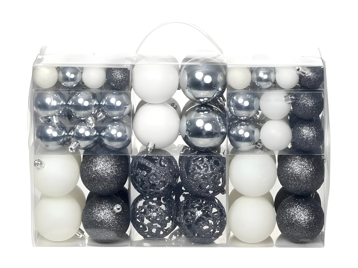 100-delige Kerstballenset 3/4/6 cm wit/grijs