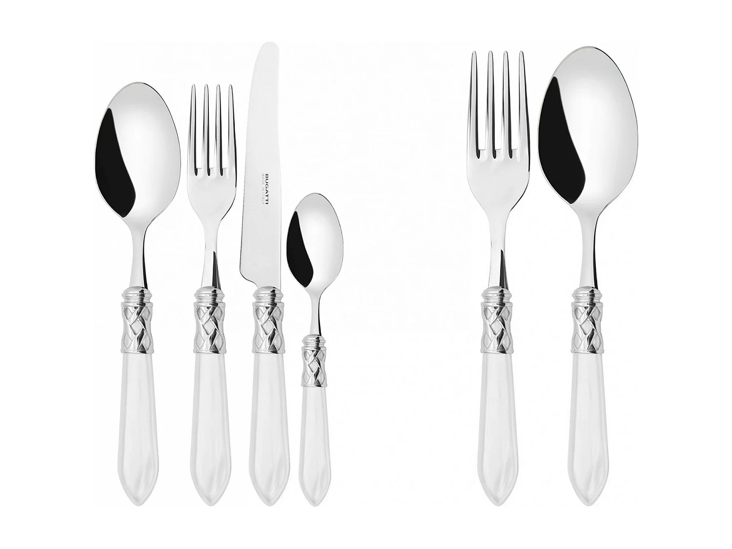 ALADDIN witte kleur verchroomde ringset 50-delige galerijdoos
