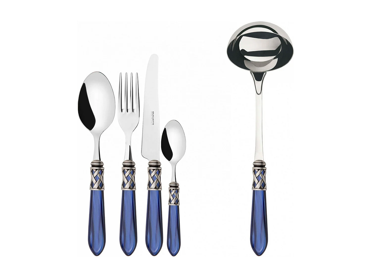 ALADDIN blauwe kleur antieke zilveren ringset 49-delige galerijdoos