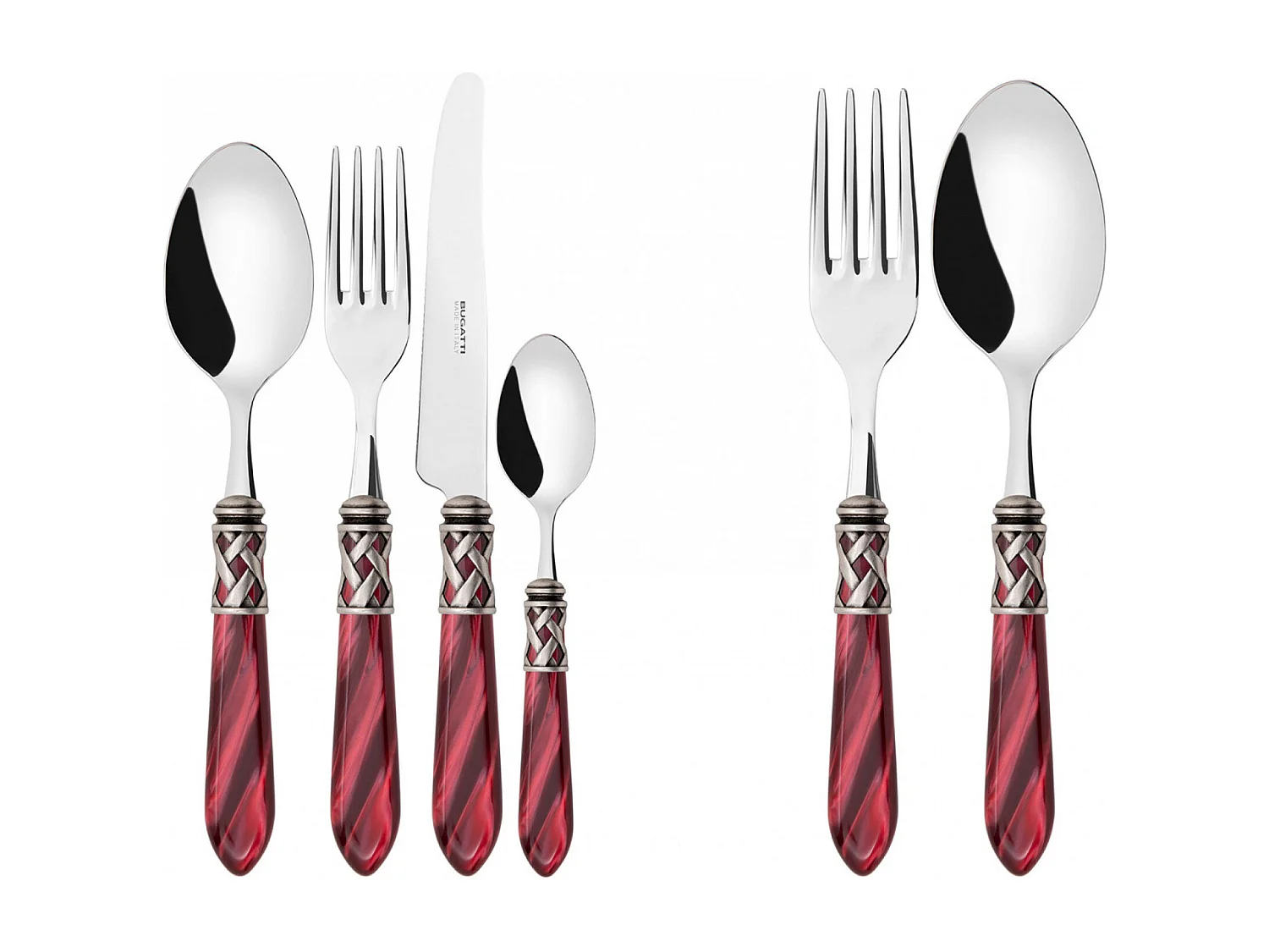 ALADDIN bordeaux kleur antieke zilveren ringset 50-delige galerijdoos
