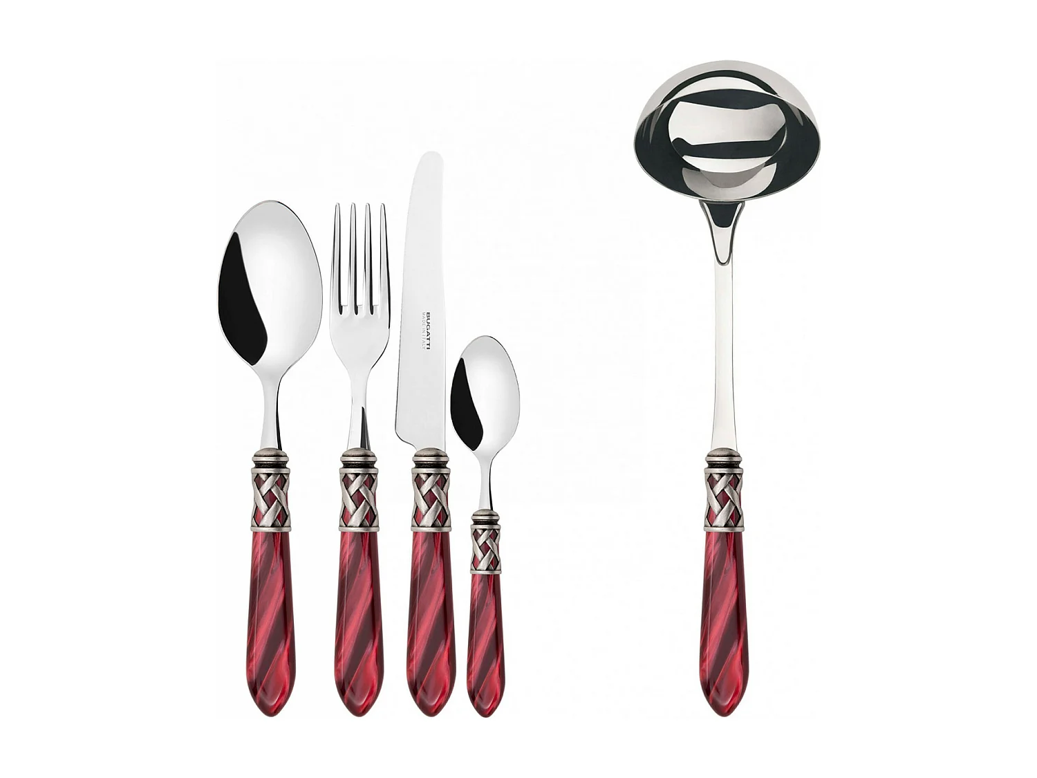 ALADDIN bordeaux kleur antieke zilveren ringset 49-delige galerijdoos