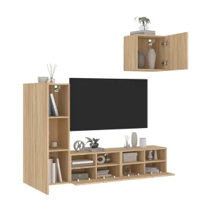4-delige Tv-wandmeubelset bewerkt hout sonoma eikenkleurig NL75549 4-delige Tv-wandmeubelset bewerkt hout sonoma eikenkleurig NL75549
