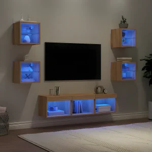 7-delige Tv-wandmeubelset met LED bewerkt hout sonoma eiken NL62694 7-delige Tv-wandmeubelset met LED bewerkt hout sonoma eiken NL62694