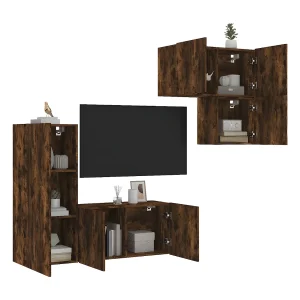 4-delige Tv-wandmeubelset bewerkt hout gerookt eikenkleurig NL44330 4-delige Tv-wandmeubelset bewerkt hout gerookt eikenkleurig NL44330