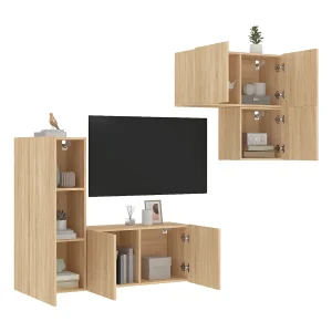 4-delige Tv-wandmeubelset bewerkt hout sonoma eikenkleurig NL46699 4-delige Tv-wandmeubelset bewerkt hout sonoma eikenkleurig NL46699