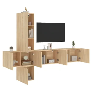5-delige Tv-wandmeubelset bewerkt hout sonoma eikenkleurig NL74183 5-delige Tv-wandmeubelset bewerkt hout sonoma eikenkleurig NL74183
