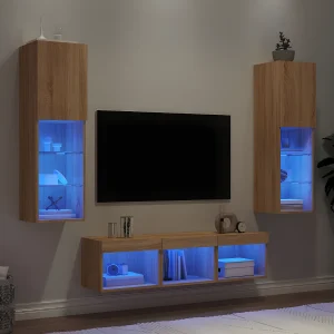 5-delige Tv-wandmeubelset met LED bewerkt hout sonoma eiken NL35611 5-delige Tv-wandmeubelset met LED bewerkt hout sonoma eiken NL35611