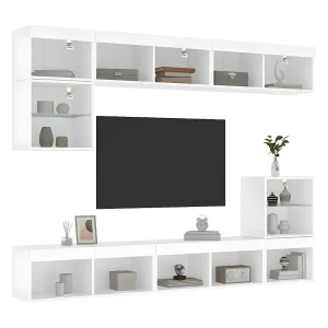 8-delige Tv-wandmeubelset met LED-verlichting bewerkt hout wit NL180359 8-delige Tv-wandmeubelset met LED-verlichting bewerkt hout wit NL180359