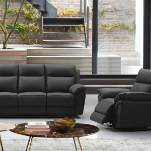 3 zits relaxbank & -fauteuil leer PAKITA – Zwart – Koop nu 3 zits relaxbank & -fauteuil leer PAKITA – Zwart – Koop nu