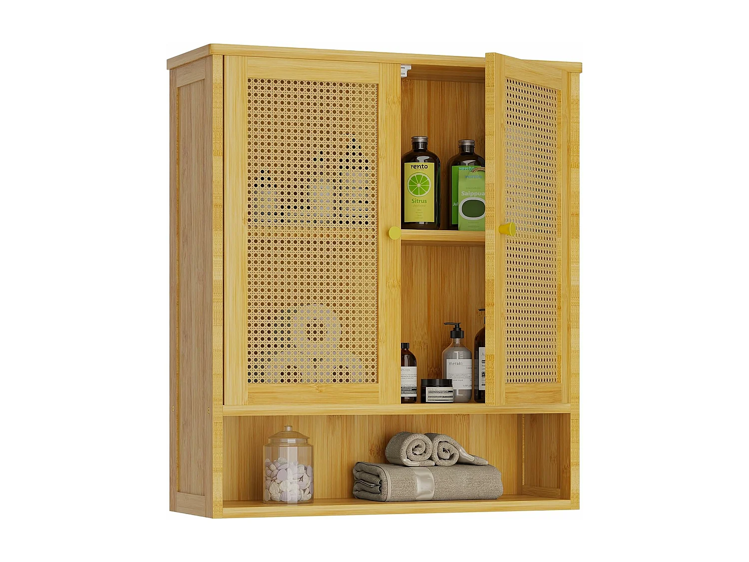 Badkamer wandkast met 2 deuren, hangend opbergmeubel