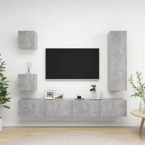 5-delige Tv-meubelset bewerkt hout betongrijs BE397825 5-delige Tv-meubelset bewerkt hout betongrijs BE397825