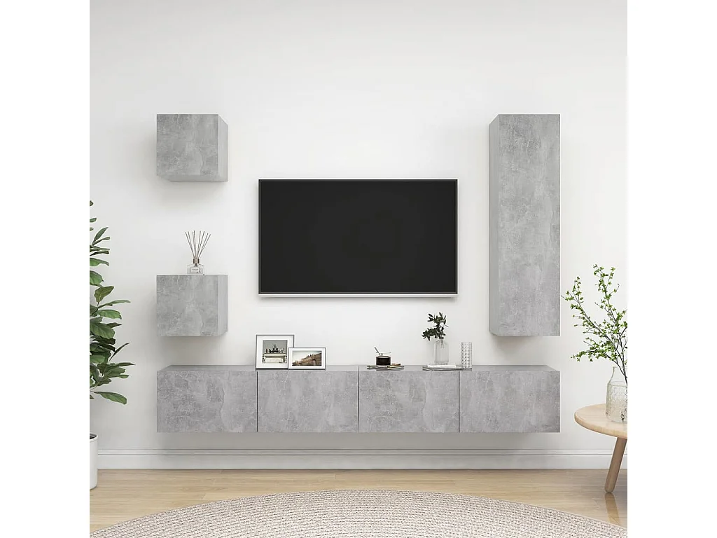 5-delige Tv-meubelset bewerkt hout betongrijs BE397825