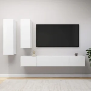4-delige Tv-meubelset bewerkt hout wit BE755062 4-delige Tv-meubelset bewerkt hout wit BE755062