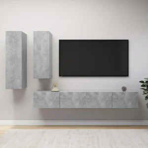 4-delige Tv-meubelset bewerkt hout betongrijs BE406569 4-delige Tv-meubelset bewerkt hout betongrijs BE406569