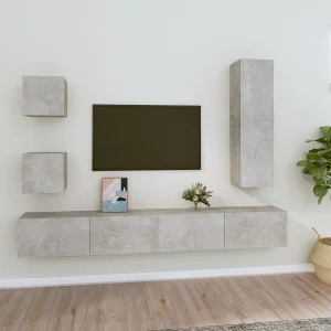 5-delige Tv-meubelset bewerkt hout betongrijs BE251032 5-delige Tv-meubelset bewerkt hout betongrijs BE251032