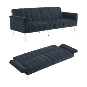3-zitsbank in zwart fluweel – 3 in 1 – Verstelbare rugleuning en armleuningen – 184 x 79 x 71 cm – LERICI van Pascal Morabito 3-zitsbank in zwart fluweel – 3 in 1 – Verstelbare rugleuning en armleuningen – 184 x 79 x 71 cm – LERICI van Pascal Morabito