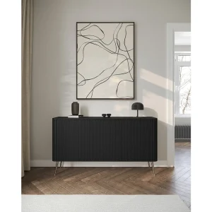 3-deurs dressoir – 163 cm – zwart / goud – OVARLO 3-deurs dressoir – 163 cm – zwart / goud – OVARLO