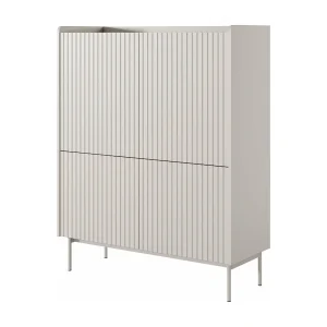 4-deurs hoog dressoir – 153 cm – greige – LIWELO 4-deurs hoog dressoir – 153 cm – greige – LIWELO