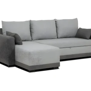 Slaapbank 3 zitplaatsen Bicolore Grijs – chaise longue omkeerbaar rechts/linksche (233 x 140 x 69 cm) – LEAH Slaapbank 3 zitplaatsen Bicolore Grijs – chaise longue omkeerbaar rechts/linksche (233 x 140 x 69 cm) – LEAH