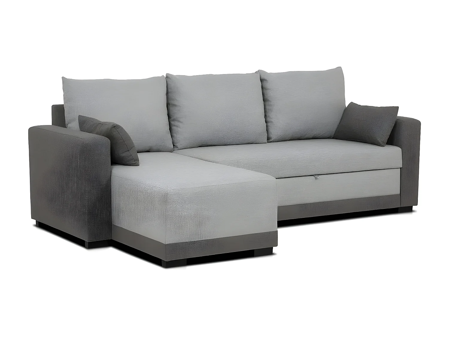 Slaapbank 3 zitplaatsen Bicolore Grijs – chaise longue omkeerbaar rechts/linksche (233 x 140 x 69 cm) – LEAH