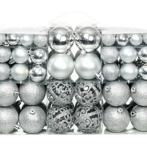 100-delige Kerstballenset 3/4/6 cm zilverkleurig