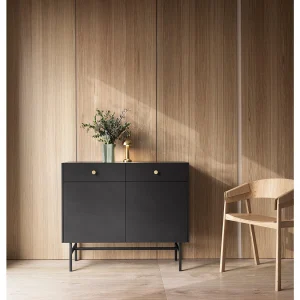 2-deurs dressoir – 2 lades – 104 cm – zwart – DIVENOS 2-deurs dressoir – 2 lades – 104 cm – zwart – DIVENOS