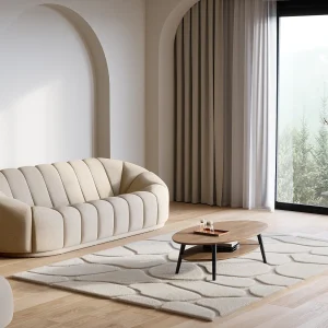 Tapijt in reliëf met bonteffect, 120 x 160 cm, beige, ARENSO Tapijt in reliëf met bonteffect, 120 x 160 cm, beige, ARENSO